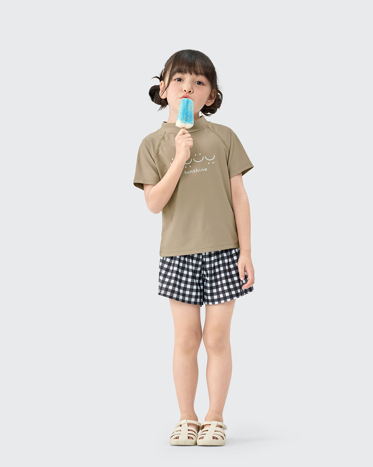 #カラー_グレージュ/チェック柄