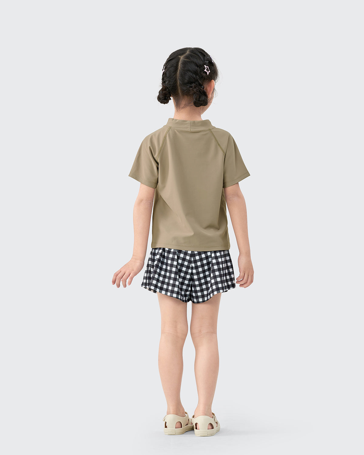 #カラー_グレージュ/チェック柄