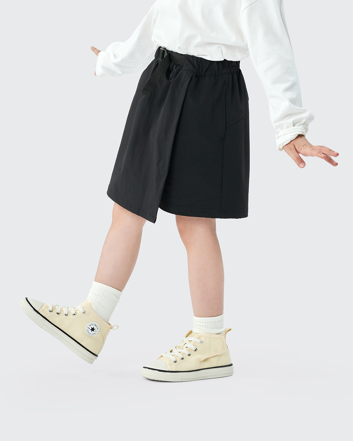 【希少】 KAPITAL オーロラエプロンパンツ キュロット スカート 黒 S キュロットスカート スカートパンツ ベルト付き 撥水 ストレッチ 軽量